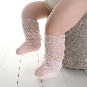 

Pudcoco Summer Baby Girl Socks Girl Lace Socks Kids Knee High Frill Lace Solid Patchwork Socks 0-3Y