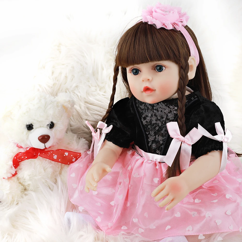 Newborn 18.9 Inch Silicone Doll 48cm Cloth Body Bebe Reborn Cute Plush Toy Baby Girl New Born Dolls Best Gifts For Children | Игрушки и