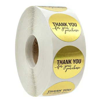 

Gold Round shape thank you for your purchase stickers seal labels 1inch/roll 500 Labels stickers for Package sticker
