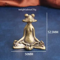 Retro Brass Meditate Zen Buddhism Frog Statue Small Ornament Copper Animal Sculpture Incense Burner Home Desk Decoration Tea Pet - Image 2
