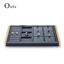 

Oirlv Blue PU Leather Ring Earring Bracelet Necklace Watch Tray Ring Pendant Earring Watch Storage Jewelry Box Jewelry Tray