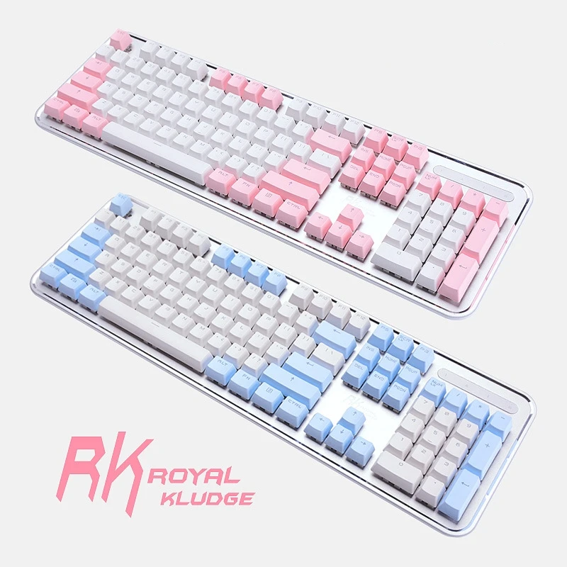 RK960 104 Keys Pink Mechanical Gaming Keyboard PBT Keycaps USB Wired Gamer Keyboard For PC/Laptop With All Keys Anti-ghosting