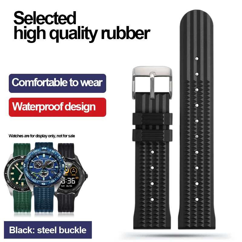 Silicone Rubber Watch Strap 20mm 22mm 