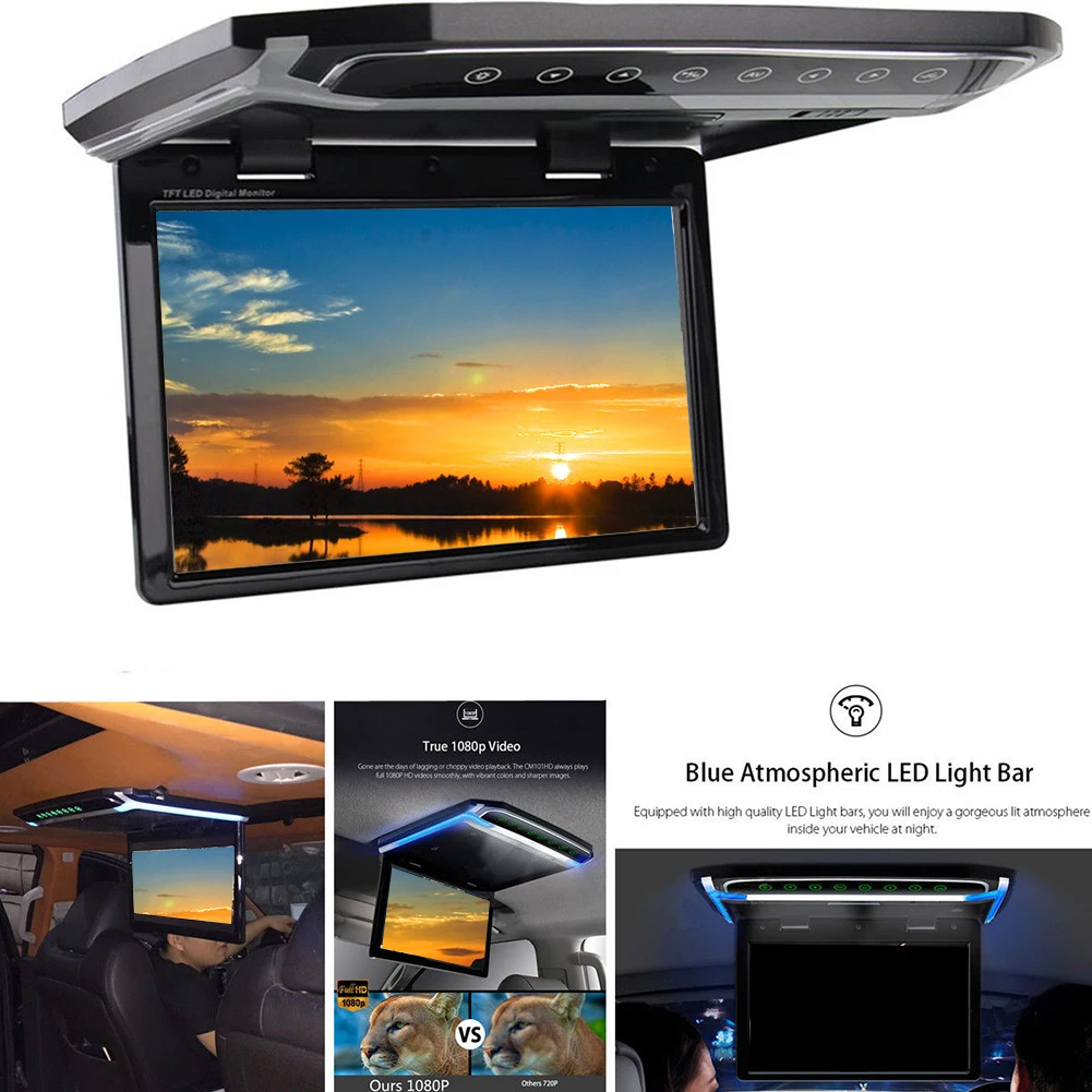 

Auto Monitor Atmosphere Video Player Roof Mount Overhead Flip Down Digital Accessories Screen Vehicle Foldable Car Dispaly