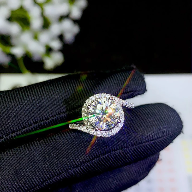 BOEYCJR 925 серебро 0.5ct/1ct/2ct/3ct F цвет Moissanite VVS обручальное свадебное кольцо с