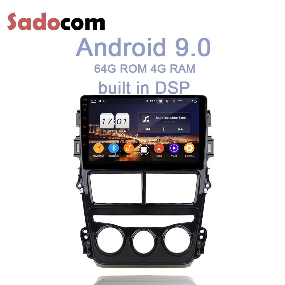 Excellent DSP 10.1" 2 din Android 9.0 64GB+4GB RAM 8 core Car DVD Player Wifi Bluetooth 4.2 RDS autoradio GPS For Toyota VIOS YARIS 2018 3