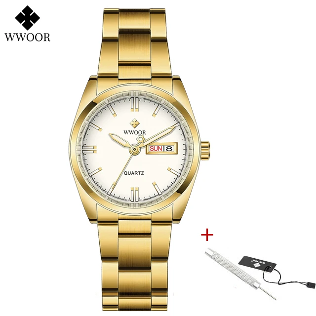 WWOOR White Black Watch For Women 2022 Top Brand Luxury Stainless Steel Waterproof Casual Dress Women Bracelet Watch Reloj Mujer 
