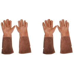 2 paires de gants de taille pour hommes et femmes, en cuir de chèvre, Extra Long, respirant, anti épine, XL & S 