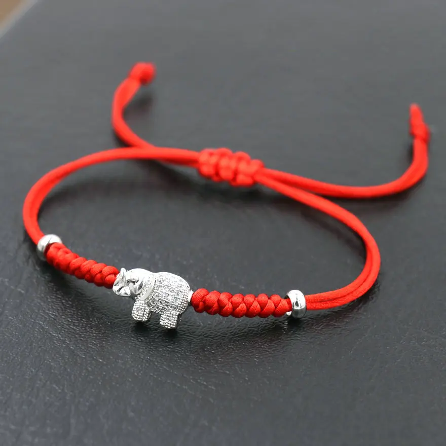 Lucky Cute медь Циркон очарование носорогов браслет для женщин Красный Веревка Браслет-нить детские ювелирные изделия влюбленных подарок Pulseira