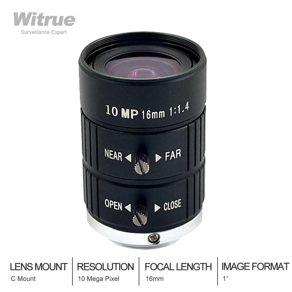 

10 Megapixels 16mm F1.4 C Mount Professional 1" CCTV Lens Industrial Machine Vision Lens C Mount for security cameras