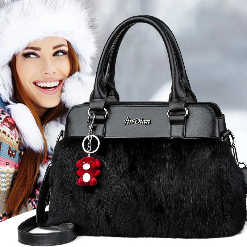 

Famous Designer Rabbit Fur Dermis Women Messenger Bag Female Casual Shoulder Handbag Women's Totes Shopping Bag Sac A Main