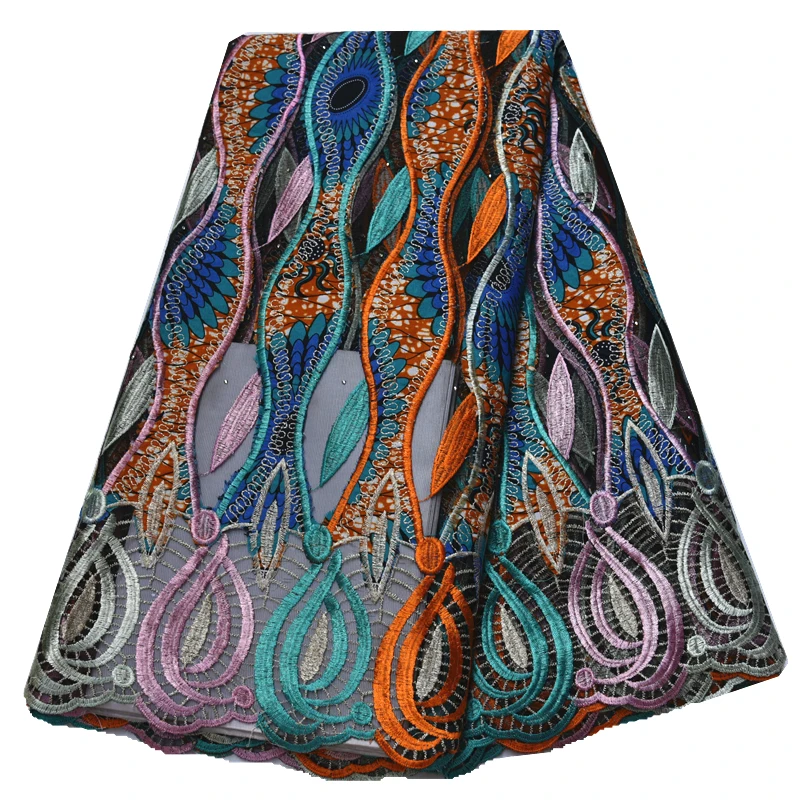 Последние Африканские кружева ткань вышивка воск из Анкары и Нигерии кружевной ткани для женщин платье 5 ярдов