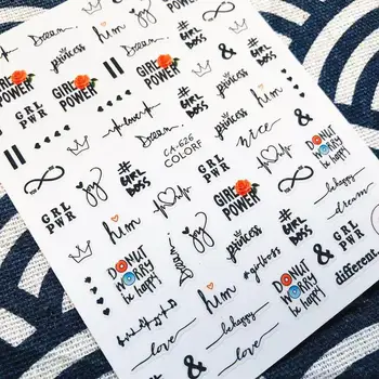 

Newest letter series CA-626 girl power LETTER colorful designs 3d nail art sticker nail decal accessories