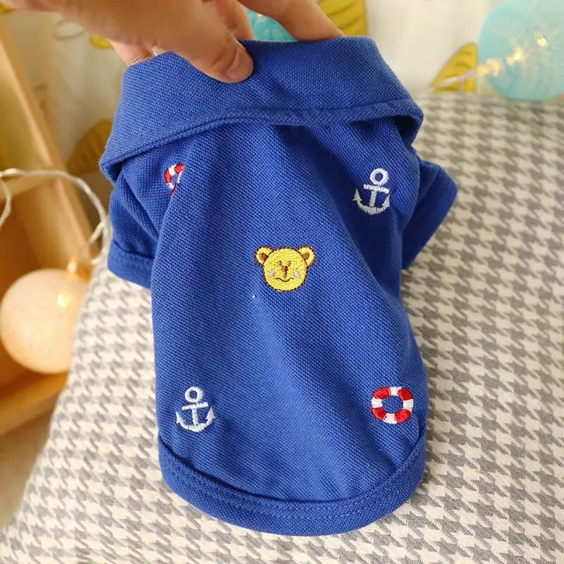 Pet Clothes Dog Thin Rainbow-colored Embroidery Polo Shirt Teddy Bichon Pomeranian Summer Small Vest