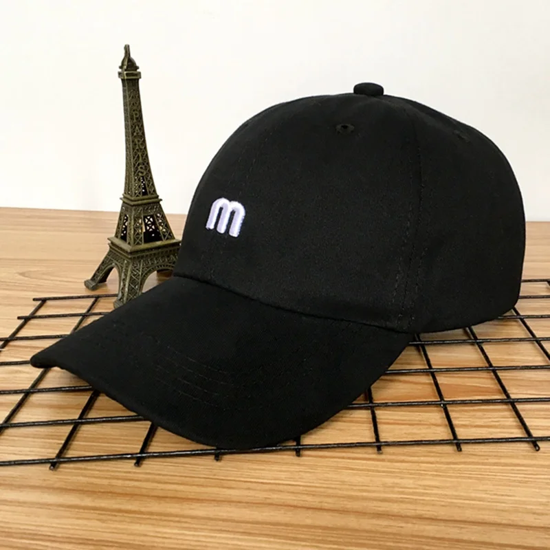 Модные хлопчатобумажные вышитые буквы M бейсбольная Кепка Snapback Кепка s Встроенная кость для мужчин и женщин уникальные кепки