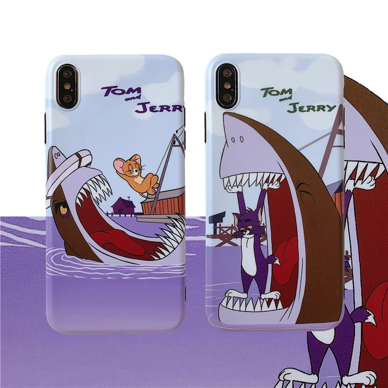 

Shark Tom Jerry phone case for iphone 6s plus coque cartoon soft cover for iphone 6S XS Max XR X 7 8 Plus 6 s case silicone cute