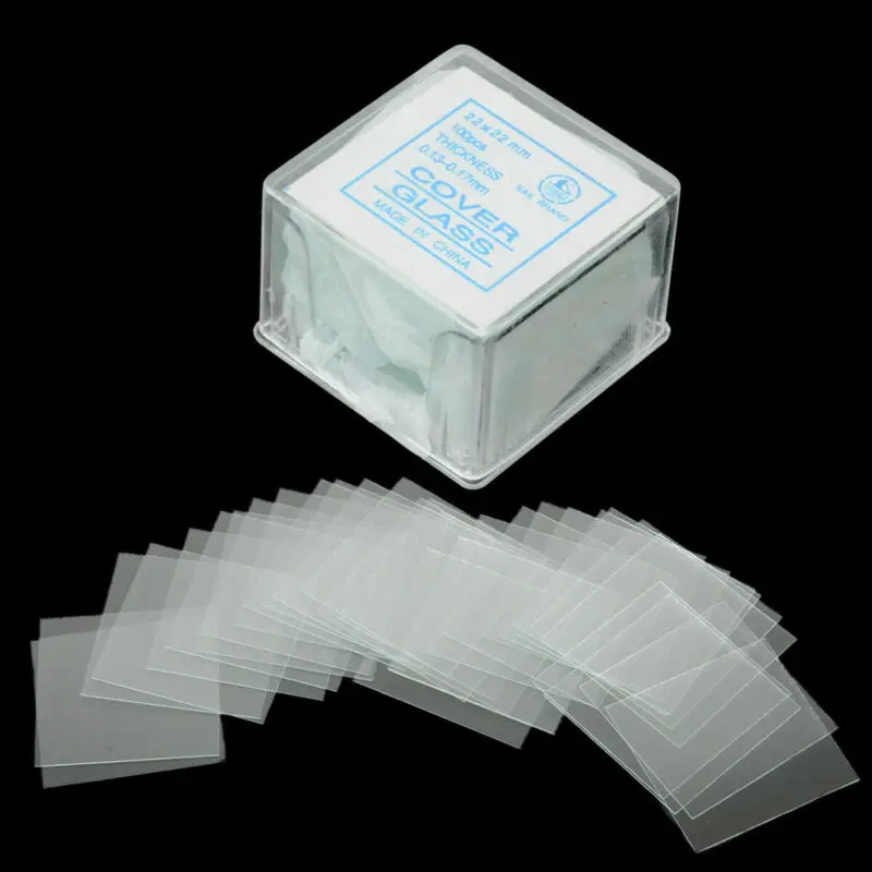

100pcs Lab Blank Square Microscope Cover Glass Coverslip Slides Tool 22x22mm
