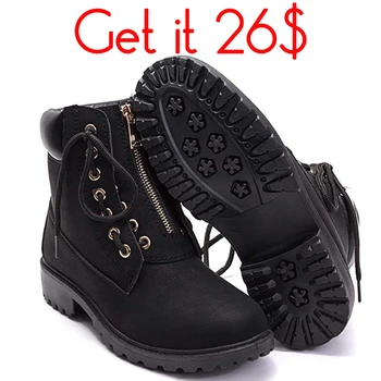 

Combat Boots for Women Black Girls Flat Ankle Womens Bootie Shoes