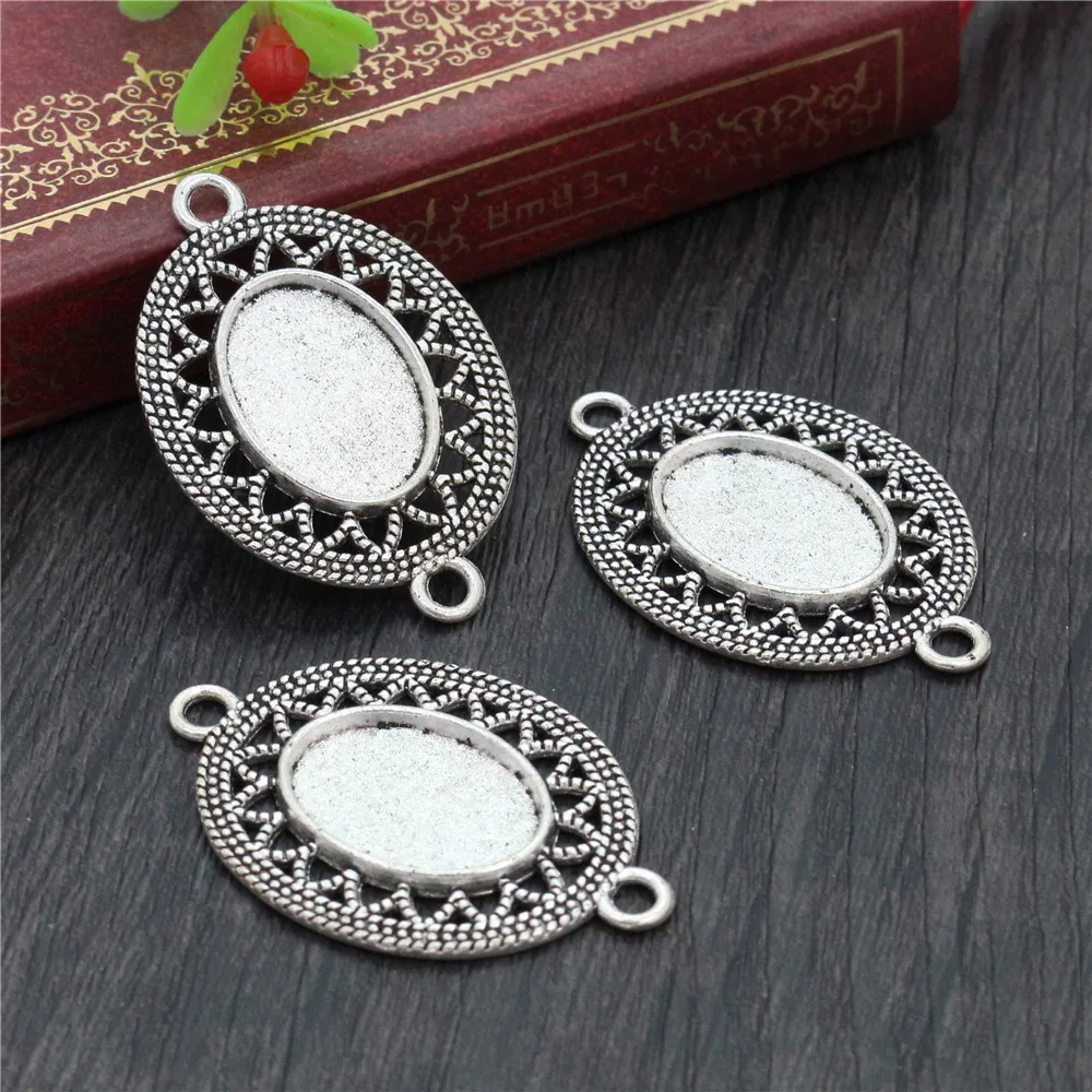 10pcs 13x18mm Inner Size Antique Silver Plated Flower Style Cameo Cabochon Base Setting Charms Pendant necklace findings necklace findings components Jewelry Findings & Components