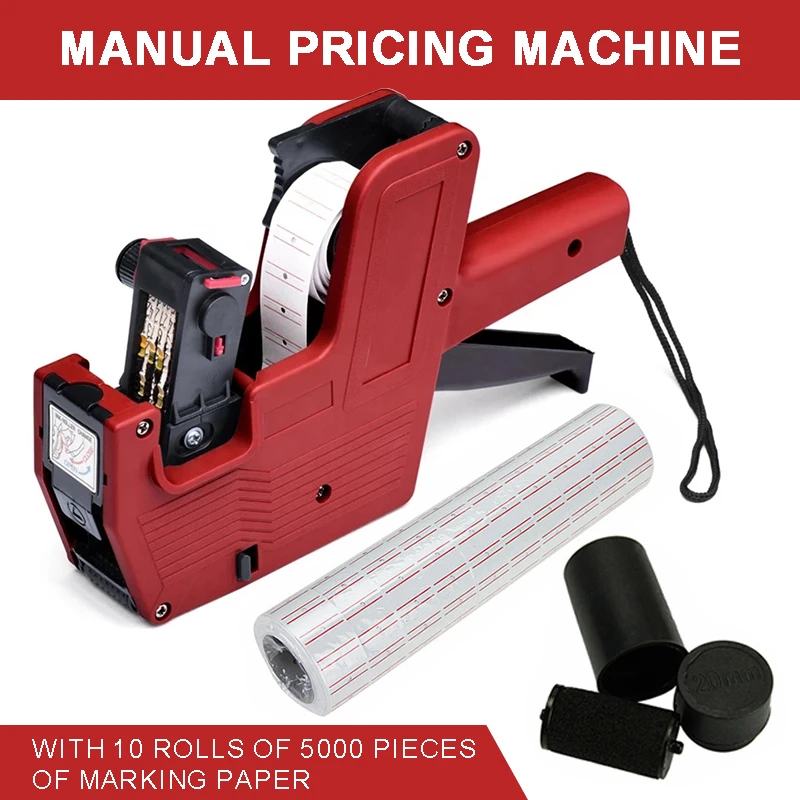 Pricing Tag Labeller With 5000pcs Labels With Ink Refill Manual Pricing Marker Machine Tag Gun Tools Accessories