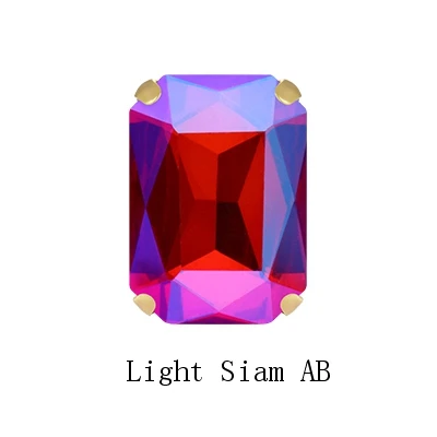 Light Siam AB Шикарный восьмиугольник AB серии Стеклянный Кристалл Strass Топ стеклянные стразы золотые плоские когти с четырьмя отверстиями нашивки на одежду ремесла - Цвет: Light Siam AB