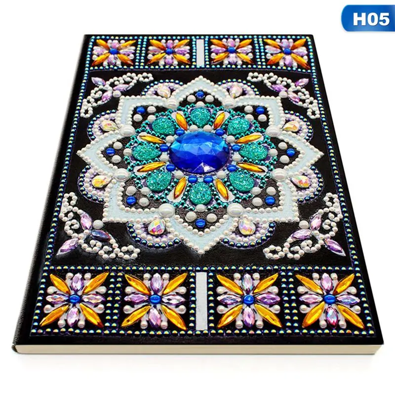 Diy Art Алмазный альбом для рисования дневник Полный Круглый Вышивка мозаикой из стразов A5 64 страницы сова с изображением павлиньей мандалы бабочки - Цвет: H05