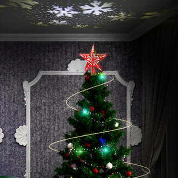 

LED Christmas Tree Top Projection Lamps Star/Snowflake Shape Rotatable Night Lights Christmas Decorations for Home Party Bar