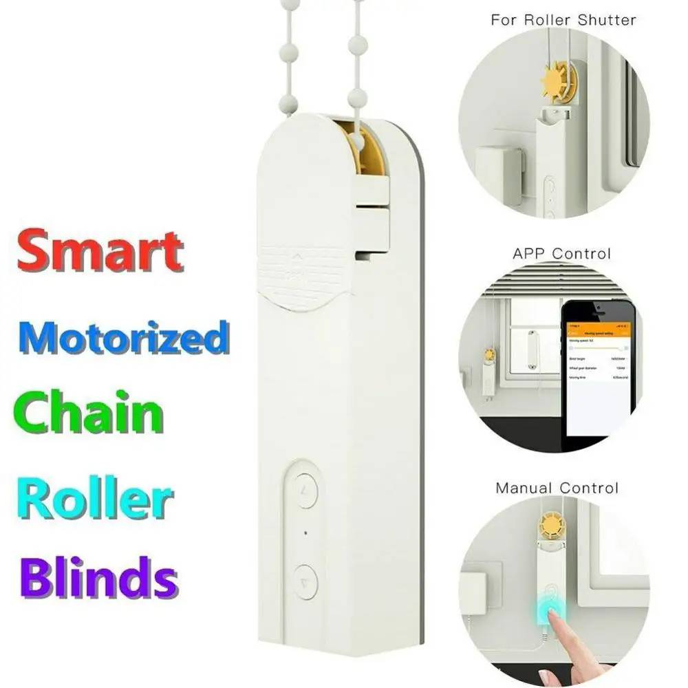 

DIY Automatic Smart Motorized Chain Roller Blinds Shade Shutter Drive Motor Powered By Solar Panel Charger Bluetooth APP Control