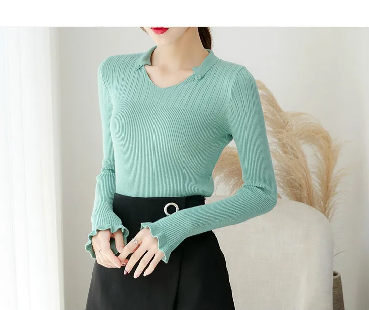 Корейские тонкие вязаные свитера, осенне-зимние женские свитера с длинным рукавом, пуловеры размера плюс, блузки, топы, зимняя одежда для женщин 7004 50