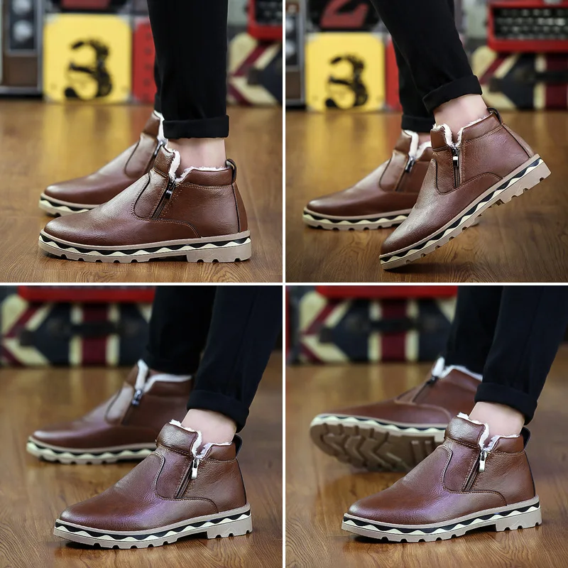 JXGXSX/Новинка; Мужская обувь из искусственной кожи на шнуровке; высококачественные мужские ботинки в британском стиле в стиле ретро; теплые ботинки на осень и зиму