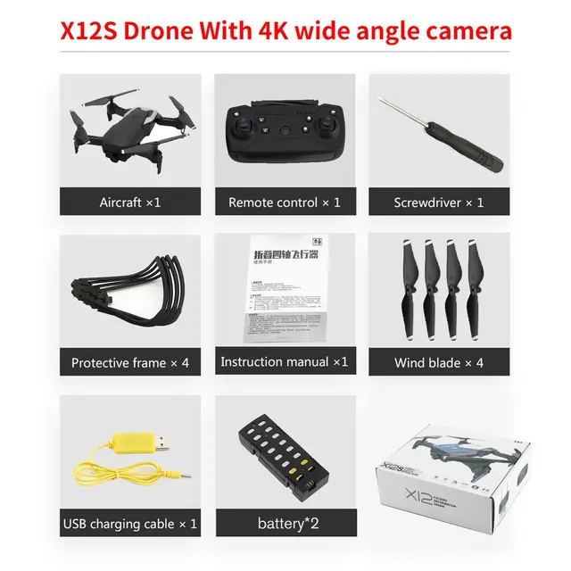 $49.69  X12S Foldable Drone with 4K Camera HD HD 4 Axis Optical Flow WiFi FPV Drone RC Plane Altitude Hold 