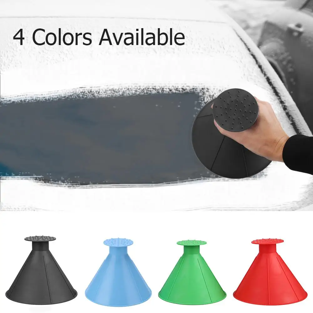 

1pcs Round Magic Car Ice Scraper Auto Car Window Cone Scraper Windshield Funnel Snow Remover Deicer Deicing Tool Scraping