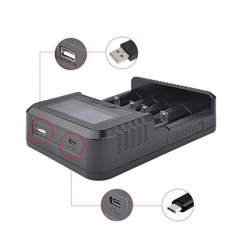 Trustfire TR-020 q C3.0 Быстрая Зарядка через usb Батарея Зарядное устройство с для 18650/26650/32650 Батарея фонарик аксессуар для фонарика