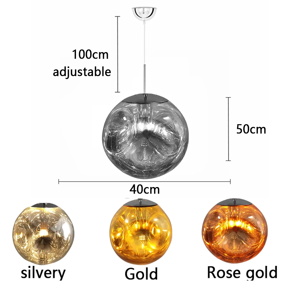 40cm Rose Gold Скандинавский светодиодный подвесной светильник из стекла, лава, подвесные лампы, гостиничный бар, Серебряное золото, подвесной светильник для гостиной, домашний декор, светильник s - Цвет корпуса: 40cm Rose Gold