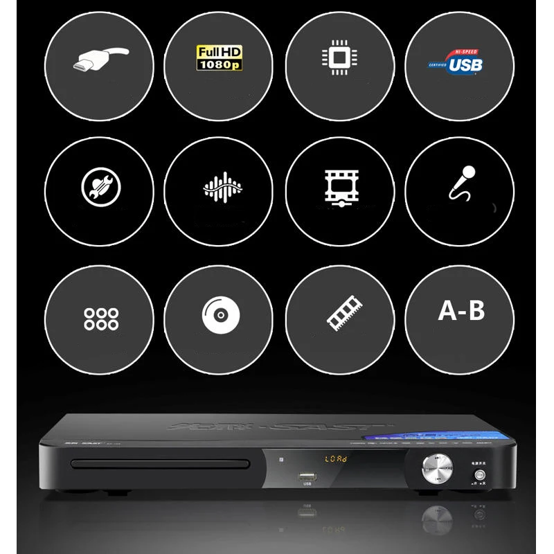 KYYSLB 360*210*33 мм SA-198 домашний dvd-плейер 10 Вт EVD плеер коаксиальный подключение 5,1 канал Cd HD VCD плеер MP4 полное декодирование