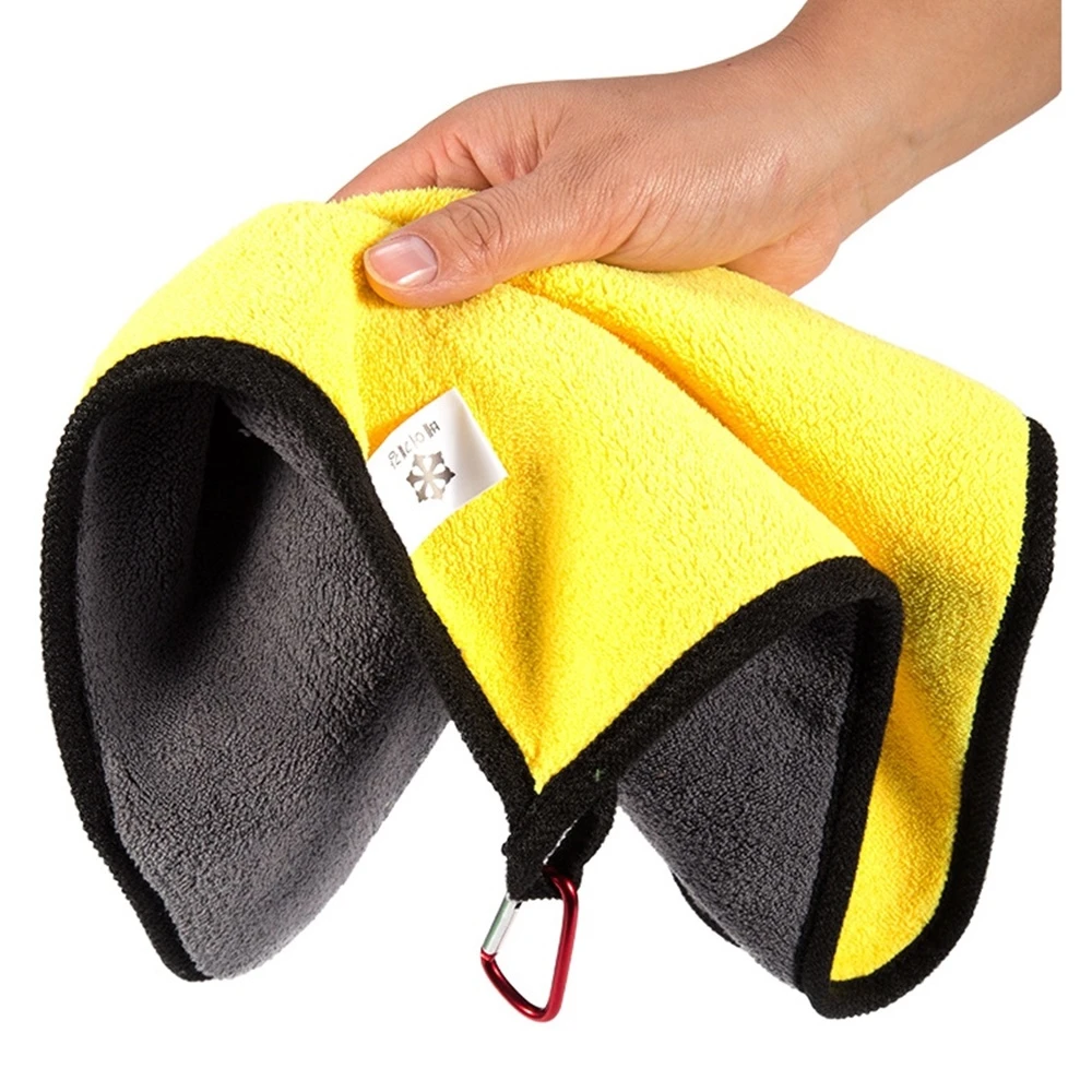 SPORTSHUB Cotton Thickening Fishing Towel with Buckle Non-stick Absorbent Outdoors Sports Towel For Hiking Climbing NR0118