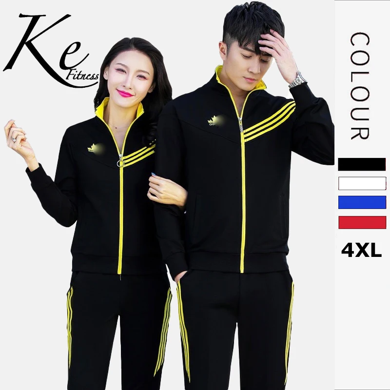 

KE Couple sportswear 2021 new men women running cotton casual suit fitness exercise long sleeve sweater two-piece tracksuit men