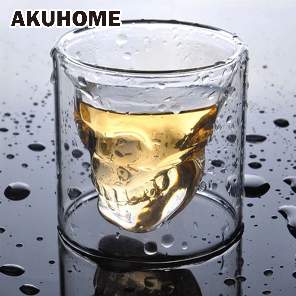 Skull-Cup Club Whiskey Wine Vodka Crystal Beer Glass Transparent for Bar 4-Sizes