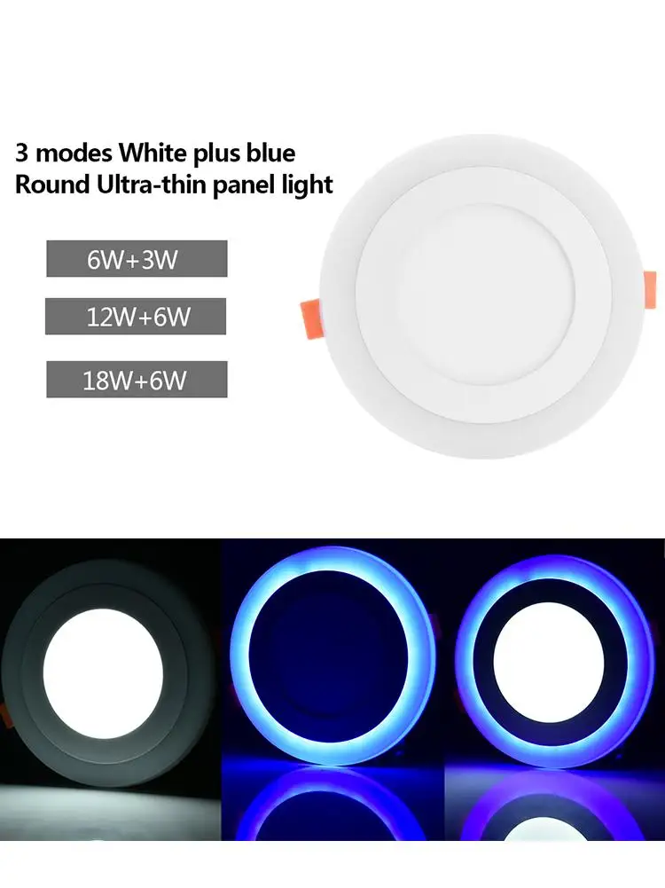Тип офисный светодиодный круглый панельный светильник белый+ синий/RGB встраиваемый потолочный светильник Прожектор холодный Домашний Светильник 85-265 В переменного тока