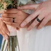 Tigrade 6/8mm Tungsten Carbide Ring Men Black Brushed Fashion Male Wedding Rings Vintage Engagement Band for Couple Unisex Band 4