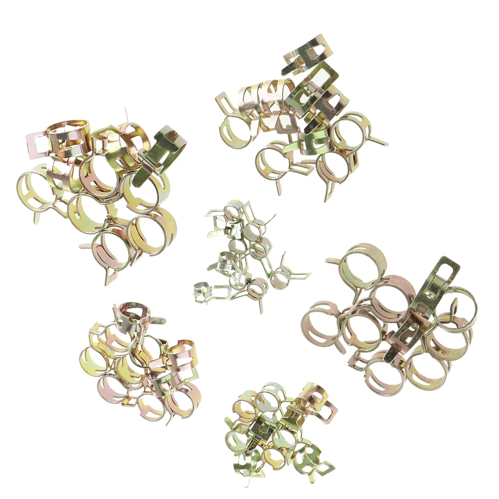 60Pcs Spring Band Type Clips Air Hose Tube Pipe Hose Clamp Fasteners 6-15mm