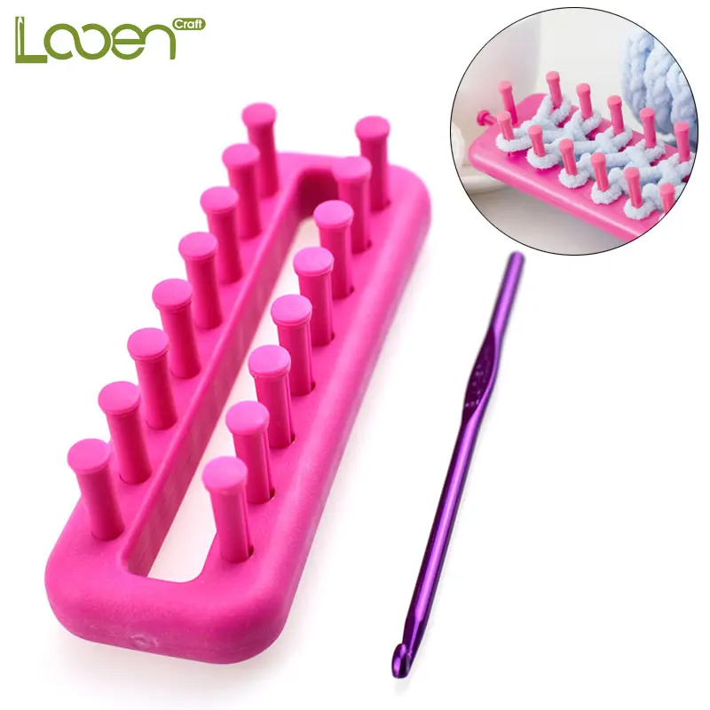 

Looen Knitting Loom Craft Tools Plastic Mini Hand Tools DIY Weave Scarf Hat Yarn Long Shape Knitter With Crochet Hook For Women
