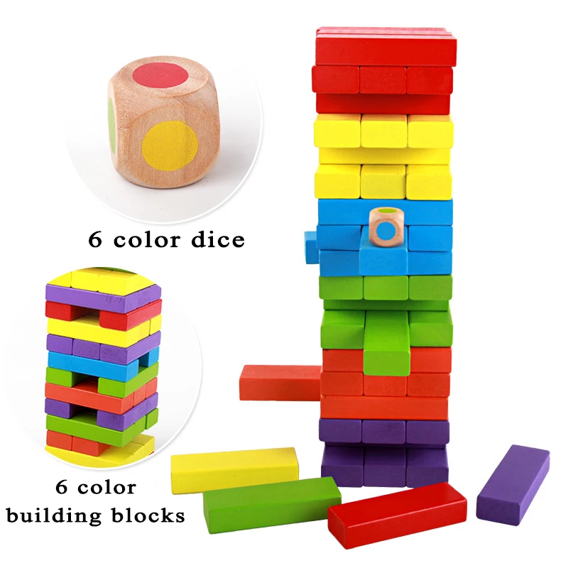 De Madera juguete educativo Montessori Jenga juguete de bloques de construcción juego mental niños fiesta de equilibrio de madera bloque de dominó los niños