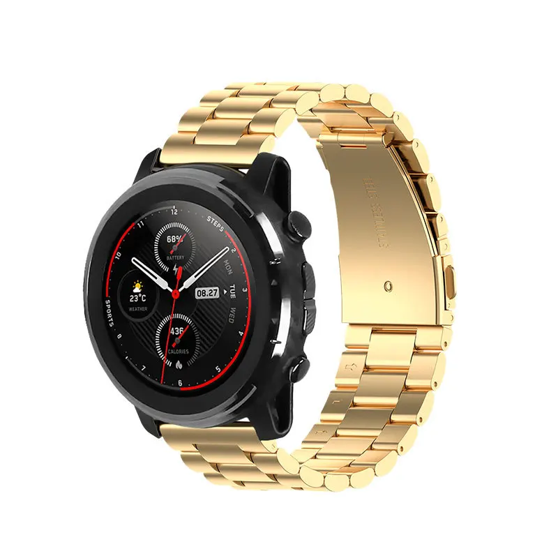 Металлический браслет из нержавеющей стали для Amazfit Stratos, 3 ремешка, ремешок для часов для Amazfit 2 2S GTR, 47 мм, браслет
