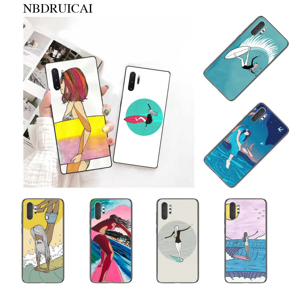 NBDRUICAI доска для серфинга черная TPU мягкая резиновая крышка телефона Samsung Note 3 4 5 7 8 9