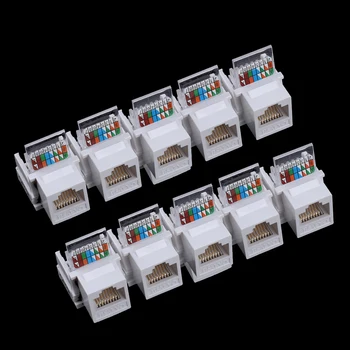 

10pcs Tool-free CAT5E UTP network module RJ45 connector Information socket Computer Outlet cable adapter Keystone Jack FOR AMP