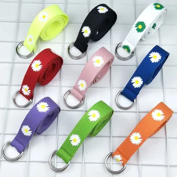 

Canvas Belts for Women Girls 130cm Candy colors Long Daisy Print Strap Jeans Trouser D Shape Buckle Female Harajuku Waistband