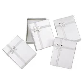 

12pcs Cardboard Jewelry Set Boxes for Necklaces and Pendants with Bowknot Outside and Sponge Inside Rectangle Size: 90x70x30mm