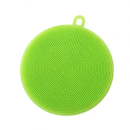 Силиконовая круглая чаша, сковорода горшок Чистка стирка щеточка для очищения домашний кухонный инструмент - Цвет: Green