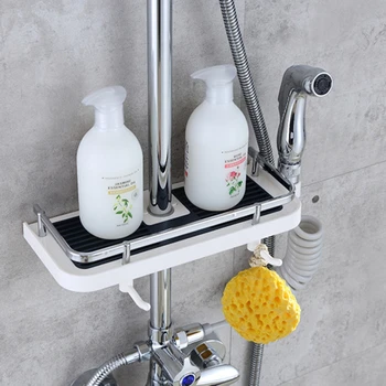 

Bathroom Shelf Shower Storage Rack Shampoo Bath Towel Tray Single Tier Head Holder Rod Hanging Rack